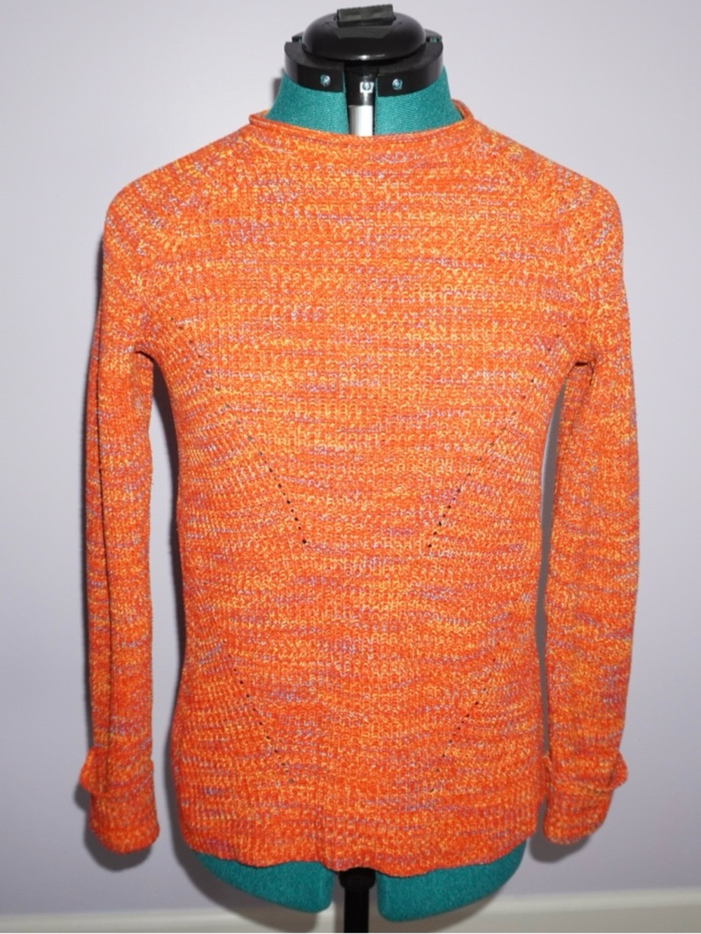 Style & Co. Women's Orange Marled Crew Neck Sweater
